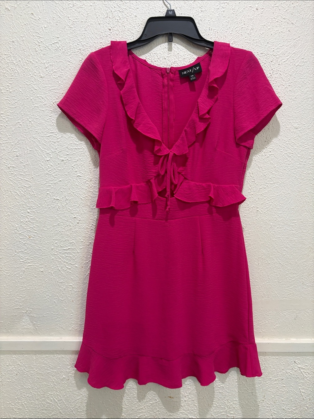 next Bright Pink Ruffle-Trim Mini Dress